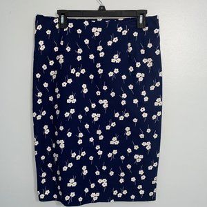Boden - blue w/white floral pencil skirt 10R